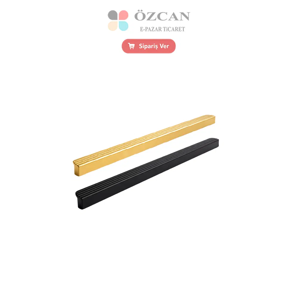00007-Kante Çizgili Dolap çekmece mutfak kulp alüminyum ozcan pazar Alüminyum Çizgili Kante Kulp 160 192 224 320 500 750 1000 mm Siyah Mat Altın Altın Füme Antik