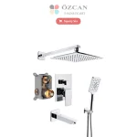 Krom Ankastre Duş Seti Üç Yönlü Termostatik S100100181 Banyo Batarya Takımı