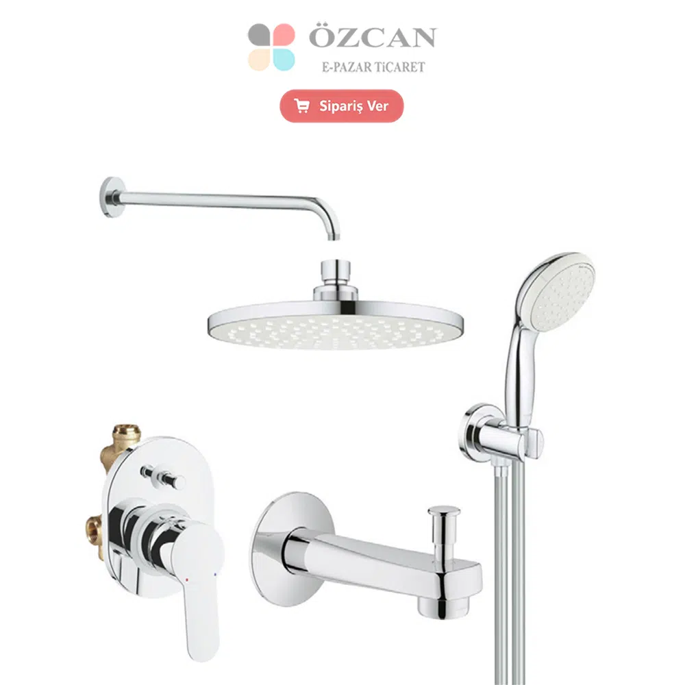 Krom Ankastre Duş Seti Üç Yönlü Termostatik S100100190 Banyo Batarya Takımı
