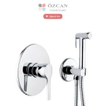 Krom Ankastre Duş Bataryası Kumanda Panelli Shattaf Set Yuvarlak S100100184-1 Banyo Batarya Takımı
