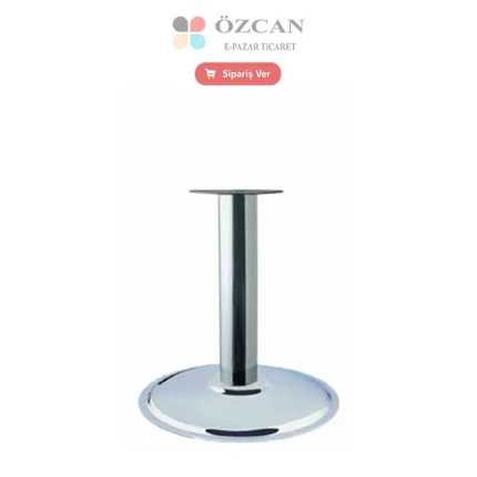 Metal Ortadan Ahşap Ayağı Tablalı AY-682-60 Krom Mat Krom 41 cm Ø 60 mm Ayak Ø 380 mm Taban.