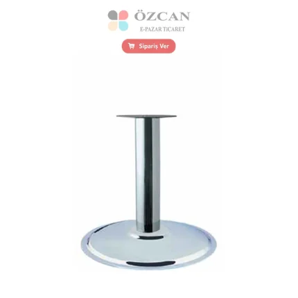 Metal Ortadan Ahşap Ayağı Tablalı AY-692-76 Krom Mat Krom 41 cm Ø 76 mm Ayak Ø 480 mm Taban.