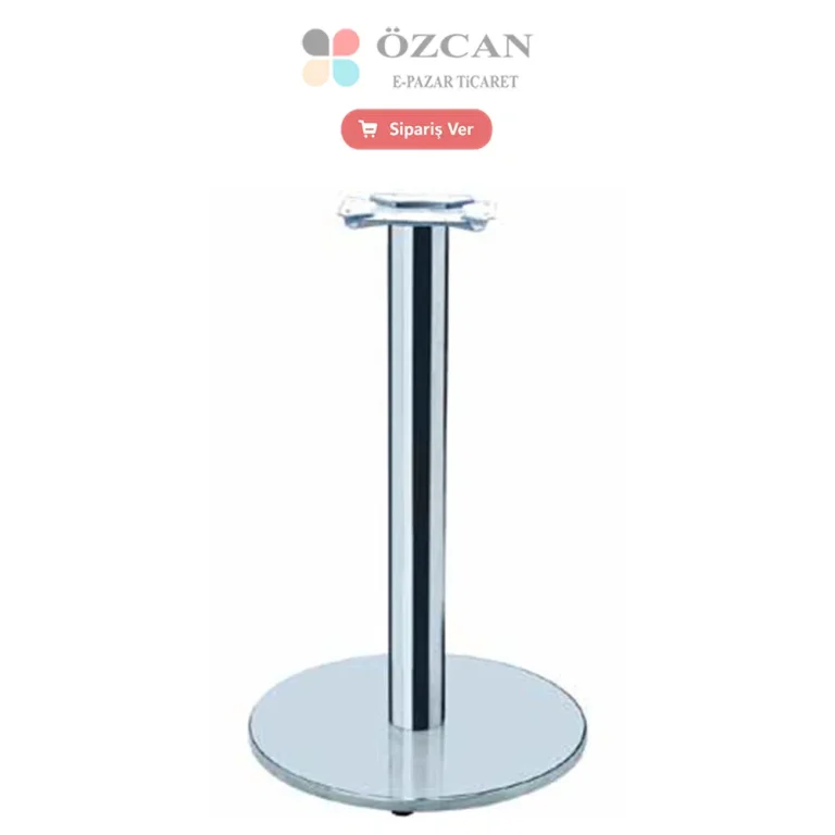 Metal Ayak Krom Gövde Çelik Taban AY-1302-76 Krom 71 cm Ø 76 mm Ayak Ø 480 mm Taban.
