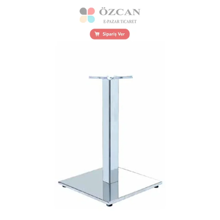 Kare Metal Ayak Krom Gövde Çelik Taban AY-1601 Krom 41 cm 60x60 mm Gövde 450x450 mm Taban.