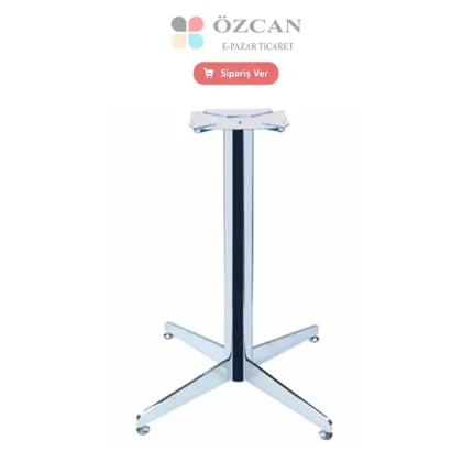 Metal X Ayağı Ahşaba Uygun Tablalı AY-1305-76 Krom Siyah 71 cm Ø 76 mm Ayak 650x650 mm X Taban.