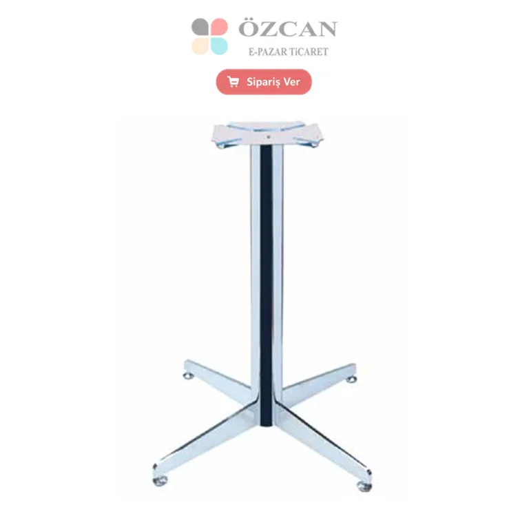 Metal X Ayağı Ahşaba Uygun Tablalı AY-1305-76 Krom Siyah 71 cm Ø 76 mm Ayak 650x650 mm X Taban.