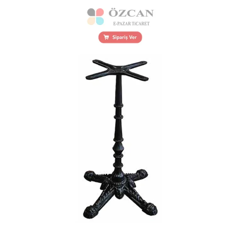 Döküm Desenli Metal Ayak AY-1072 Mat Siyah Beyaz 71 cm Döküm Demir Desenli.